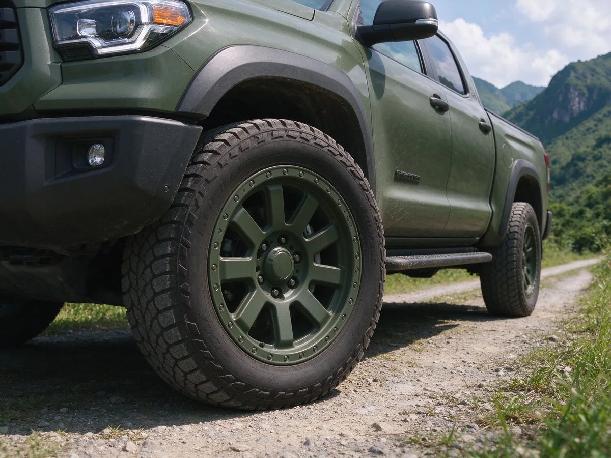 XCD Army green wheels on pickup