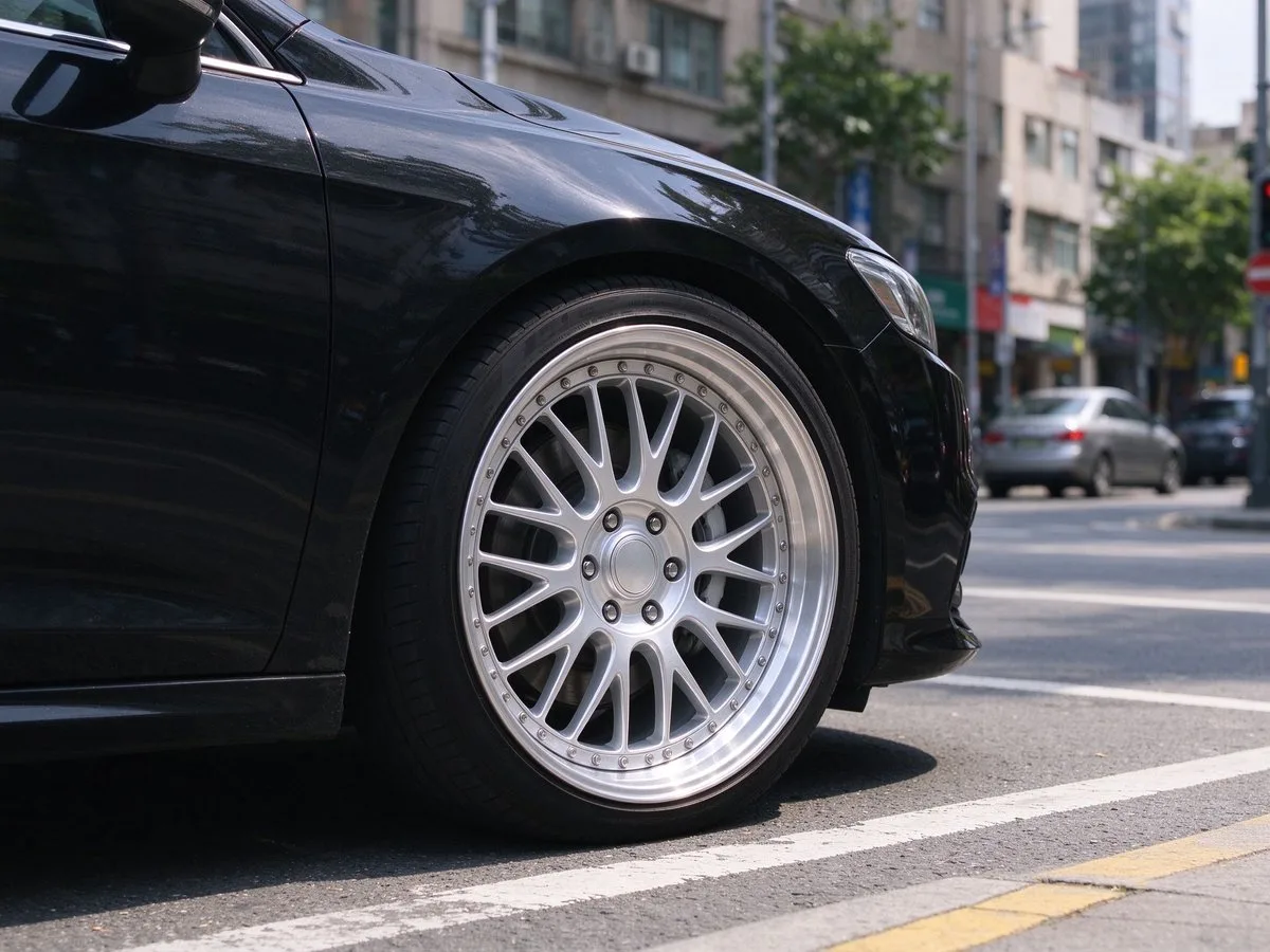 XCD wheels on black sedan with custom wheels